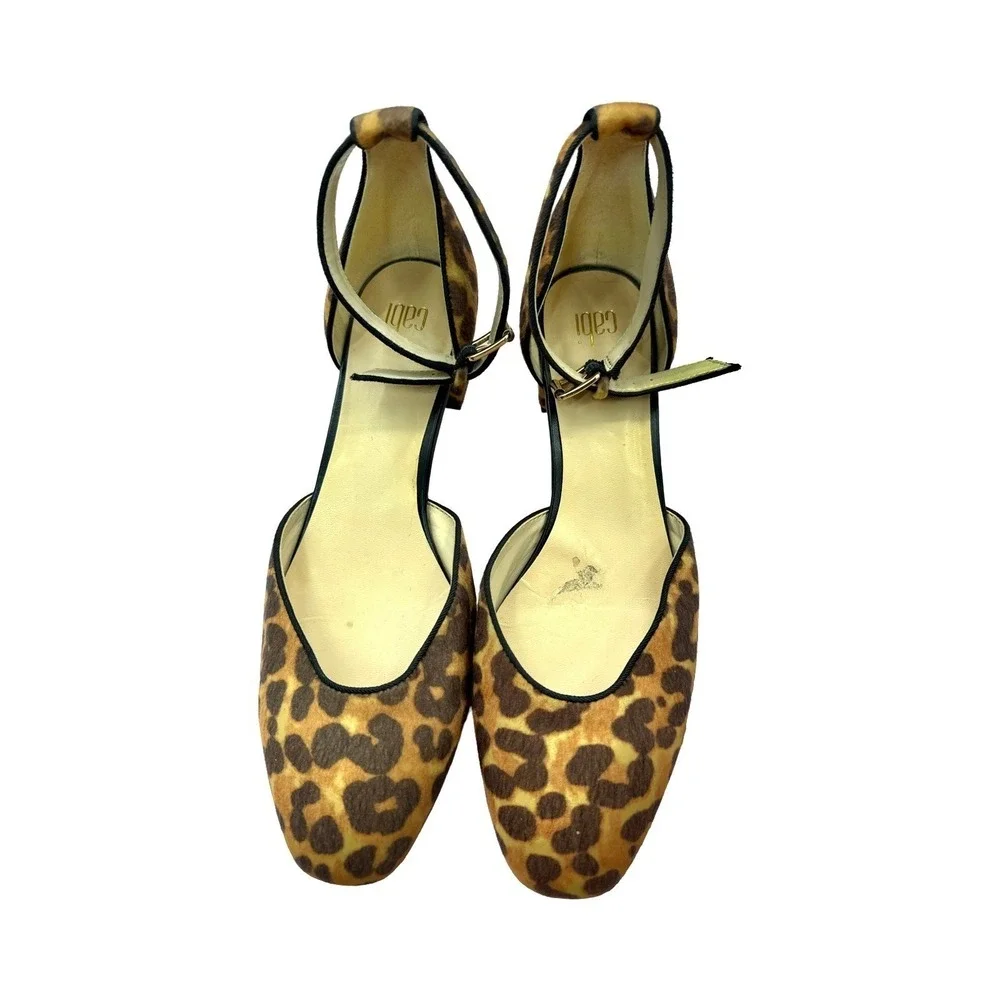 Leopard Print Block Heel Ankle Strap Sandals Size 9.5M‎ CAbi Kiki